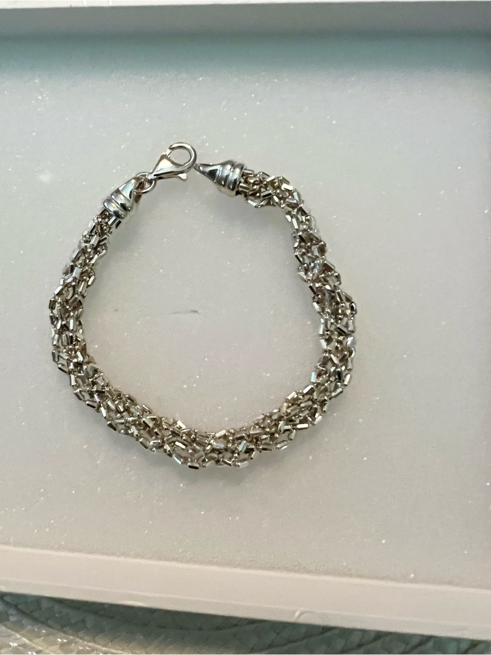 Sterling Silver Braided Bead Bracelet - 925 Silver 7”